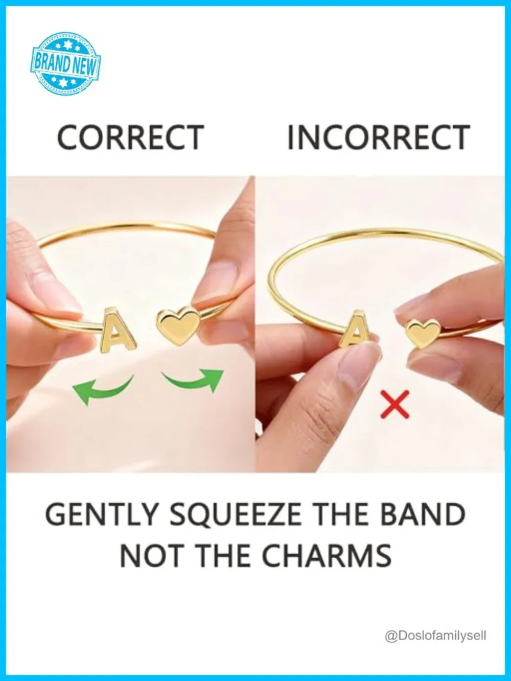 14K Gold Plated Initial Heart Cuff Bangle Bracelet Adjustable Trendy Gift for